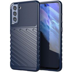 Mobigear Groove Samsung Galaxy S21 FE Hoesje Flexibel TPU Backcover - Blauw