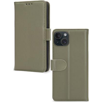 Mobilize Premium Gelly Wallet iPhone 15 Plus Hoesje Bookcase Portemonnee - Groen