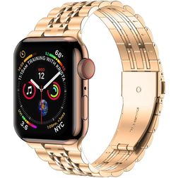 Mobigear Monaco Stalen Apple Watch Bandje Vouwsluiting - 49/46/45/44 mm - Roségoud