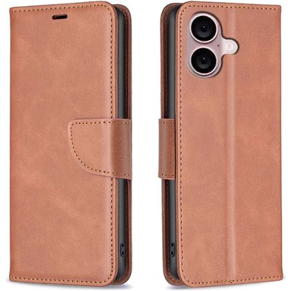 Mobigear Excellent iPhone 16 Hoesje Bookcase Portemonnee - Bruin