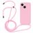 Mobigear Lanyard iPhone 14 Plus Siliconen Hoesje met koord - Roze