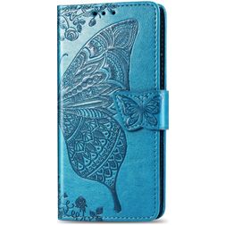 Mobigear Butterfly Motorola One Action Hoesje Bookcase Portemonnee - Blauw