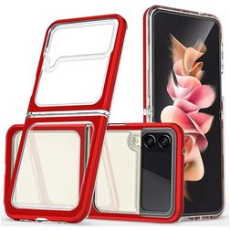 Mobigear Crystal Samsung Galaxy Z Flip 3 Hoesje Hardcase Backcover - Transparant / Rood