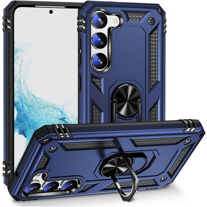 Mobigear Armor Ring Samsung Galaxy S23 Hoesje Hardcase Backcover Shockproof met Ringhouder - Blauw