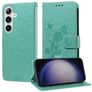 Mobigear Flowers Samsung Galaxy S25 Plus Hoesje Bookcase Portemonnee - Groen