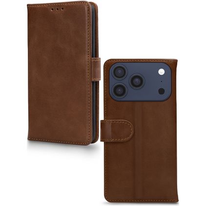 Mobilize Wallet iPhone 17 Pro Hoesje Echt Leer Bookcase Portemonnee - Bruin