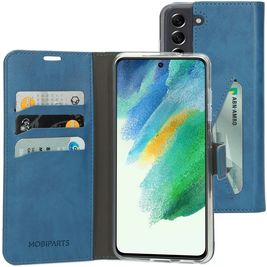 Mobiparts Classic Wallet Samsung Galaxy S21 FE Hoesje Bookcase Portemonnee - Steel Blue