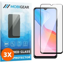 Mobigear Premium Vivo Y21s Glazen Screenprotector - Case Friendly - Zwart (3-Pack)