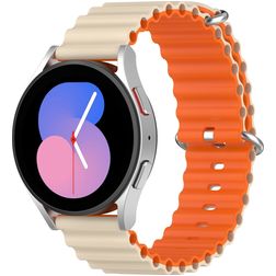 Mobigear Ocean Siliconen Smartwatch Bandje Gespsluiting - Universeel 20 mm aansluiting - Oranje / Sterrenlicht