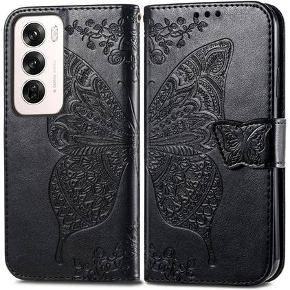 Mobigear Butterfly OPPO Reno 12 Pro Hoesje Bookcase Portemonnee - Zwart