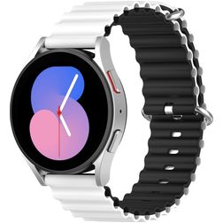 Mobigear Ocean Siliconen Smartwatch Bandje Gespsluiting - Universeel 22 mm connector - Zwart / Wit
