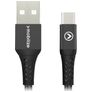Mobilize Strong Nylon USB-A naar USB-C Kabel 0.2 Meter - Zwart