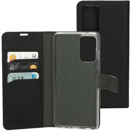 Mobiparts Saffiano Wallet Samsung Galaxy A72 Hoesje Bookcase Portemonnee - Zwart