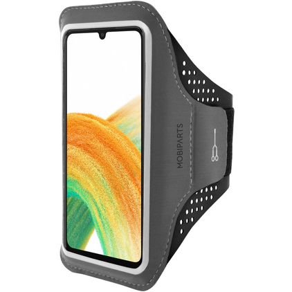 Mobiparts Comfort Fit Telefoonhouder Hardlopen Samsung Galaxy A33 Sport Hoesje Neopreen Sportarmband - Zwart