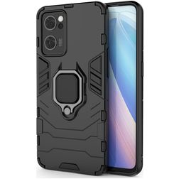 Mobigear Armor Ring OPPO Find X5 Lite Hoesje Hardcase Backcover Shockproof met Ringhouder - Zwart