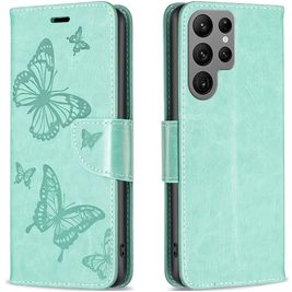 Mobigear Butterfly Samsung Galaxy S23 Ultra Hoesje Bookcase Portemonnee - Groen