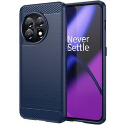 Mobigear Brushed OnePlus 11 Hoesje Flexibel TPU Backcover - Blauw