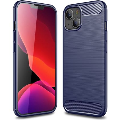 Mobigear Brushed Slim iPhone 14 Hoesje Flexibel TPU Backcover - Blauw
