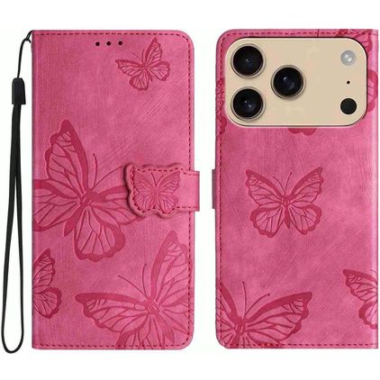 Mobigear Butterfly iPhone 18 Pro Max Hoesje Bookcase Portemonnee - Rood