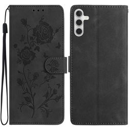 Mobigear Flowers Samsung Galaxy A17 Hoesje Bookcase Portemonnee - Zwart