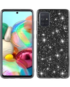 Mobigear Glitter Samsung Galaxy A51 Hoesje Hardcase Backcover - Zwart