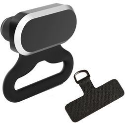 Mobigear 2in1 Aluminium Anti-stofplug met Koordbevestiging - Apple Lightning - Zwart