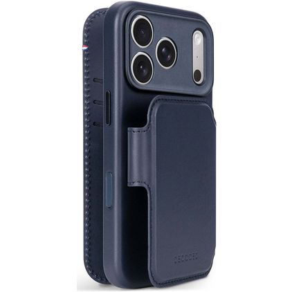 Decoded Detachable Wallet iPhone 18 Pro MagSafe Hoesje Echt Leer Uitneembare 2in1 Bookcase Portemonnee - Midnight Blue