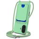 Mobigear Lanyard Card iPhone 16 Plus Siliconen Hoesje met koord en Pasjeshouder - Groen
