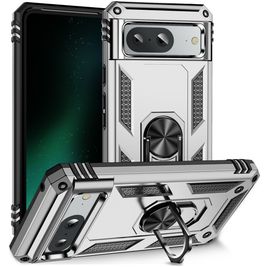 Mobigear Armor Ring Google Pixel 8a Hoesje Hardcase Backcover Shockproof met Ringhouder - Zilver
