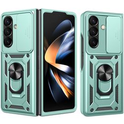 Mobigear Armor Ring Cam Slide Samsung Galaxy Z Fold 8 Ultra Hoesje Hardcase Backcover Shockproof met Ringhouder en Camera Slider - Groen