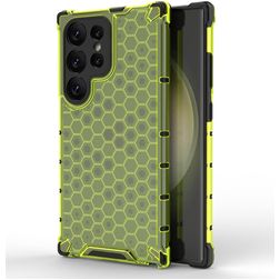 Mobigear Honeycomb Samsung Galaxy S24 Ultra Hoesje Hardcase Backcover Shockproof - Groen