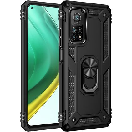 Mobigear Armor Ring Xiaomi Mi 10T Hoesje Hardcase Backcover Shockproof met Ringhouder - Zwart