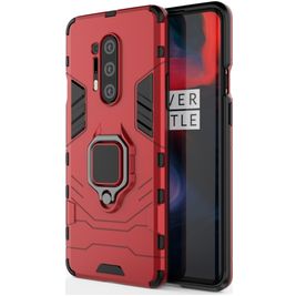 Mobigear Armor Ring OnePlus 8 Pro Hoesje Hardcase Backcover Shockproof met Ringhouder - Rood