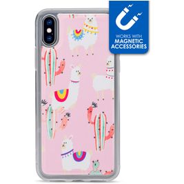 My Style Magneta iPhone X Hoesje Flexibel TPU Backcover - Pink Alpaca