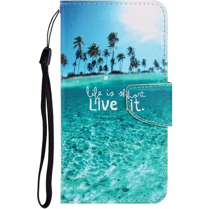 Mobigear Design Xiaomi Redmi 9C Hoesje Bookcase Portemonnee - Life is short