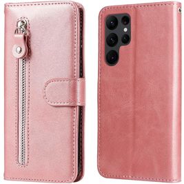 Mobigear Zipper Samsung Galaxy S23 Ultra Hoesje Bookcase Portemonnee - Roségoud