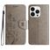 Mobigear Flowers iPhone 16 Pro Hoesje Bookcase Portemonnee - Grijs