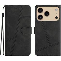 Mobigear Stitch iPhone 17 Pro Max Hoesje Bookcase Portemonnee - Zwart