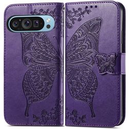 Mobigear Butterfly Google Pixel 9 Hoesje Bookcase Portemonnee - Dark Purple