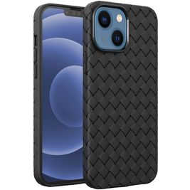 Mobigear Woven iPhone 14 Plus Hoesje Flexibel TPU Backcover - Zwart