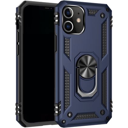 Mobigear Armor Ring iPhone 12 Pro Hoesje Hardcase Backcover Shockproof met Ringhouder - Blauw