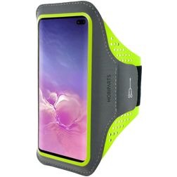 Mobiparts Comfort Fit Telefoonhouder Hardlopen Samsung Galaxy S10 Plus Sport Hoesje Neopreen Sportarmband - Neon Green