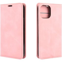 Mobigear Retro Slim iPhone 12 Hoesje Bookcase Portemonnee - Roze
