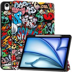 Mobigear Tri-Fold iPad Air 13 Inch (2025) Hoes Bookcase + Stylus Houder - Graffiti