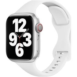 Mobigear Sport Slim Siliconen Apple Watch Bandje Druksluiting - 49/46/45/44 mm - Wit