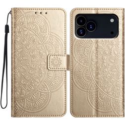 Mobigear Mandala iPhone 18 Pro Hoesje Bookcase Portemonnee - Goud