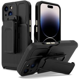 Mobigear Explorer iPhone 14 Pro Hoesje Hardcase Backcover Shockproof met Standaard - Zwart