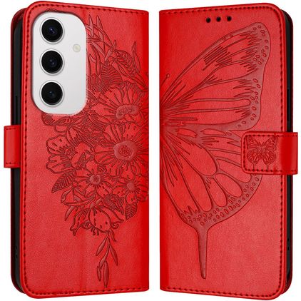 Mobigear Butterfly Samsung Galaxy S24 FE Hoesje Bookcase Portemonnee - Rood