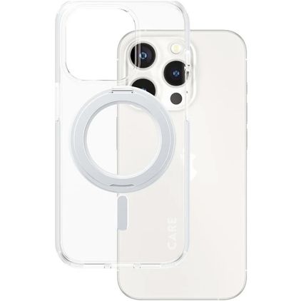 CARE by PanzerGlass Feature Case iPhone 15 Pro MagSafe Hoesje Hardcase Backcover - Transparant / Zilver
