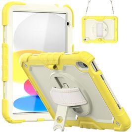 Mobigear SureGrip Xtreme iPad 11 (2025) Hoes Hard Kunststof,Siliconen Backcover + Schouderband + Standaard - Geel